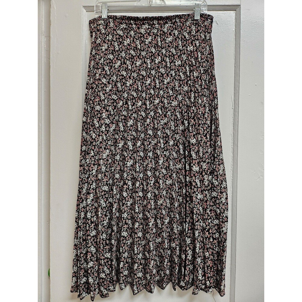 Max Studio Pleated Maxi Skirt (Black) Large
